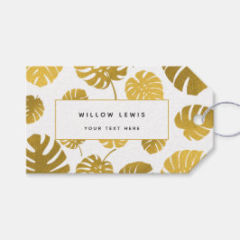 Modern Gold Monstera Tropical Leaves Professional Cadeaulabel