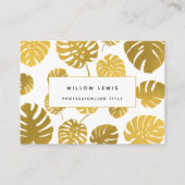 Modern Gold Monstera Tropical Leaves Professional Visitekaartje (Voorkant)