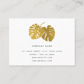 Modern Gold Monstera Tropical Leaves Professional Visitekaartje (Achterkant)