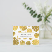 Modern Gold Monstera Tropical Leaves Professional Visitekaartje (Staand voorkant)