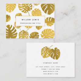 Modern Gold Monstera Tropical Leaves Professional Visitekaartje