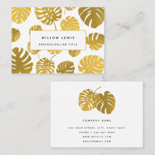 Modern Gold Monstera Tropical Leaves Professional Visitekaartje