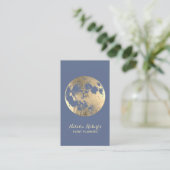Modern Gold Moon Elegant Dusty Blue Event Planning Visitekaartje (Staand voorkant)