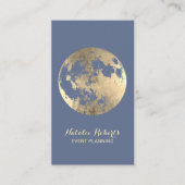 Modern Gold Moon Elegant Dusty Blue Event Planning Visitekaartje (Voorkant)