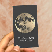 Modern Gold Moon Elegant Grey Event Planning Visitekaartje