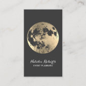 Modern Gold Moon Elegant Grey Event Planning Visitekaartje (Voorkant)