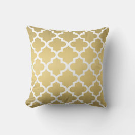 Modern Gold Moroccan Quatrefoil Pattern Kussen