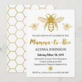 Modern Gold Mumma to Bee Baby shower Invitation Kaart (Voorkant / Achterkant)