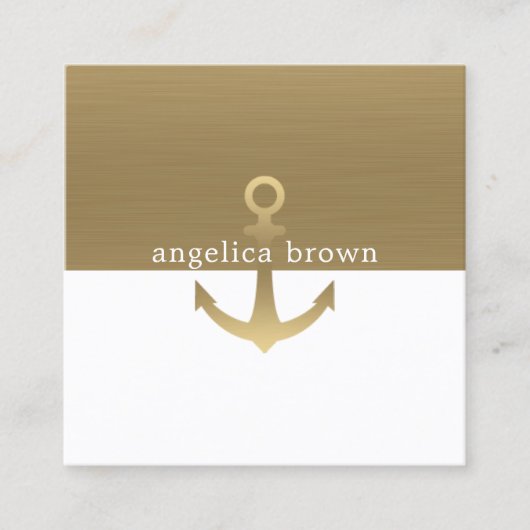 Modern Gold Nautical Anchor Vierkante Visitekaartje (Voorkant)