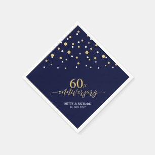 Modern Gold & Navy 60e Jubileum Party servetten