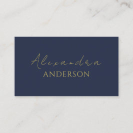 Modern Gold Navy blauw minimalistisch script Visitekaartje