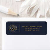 Modern Gold Navy Blue Business Logo Retouradres Etiket (Insitu)