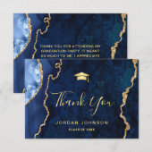 Modern Gold Navy Blue Marble Afstuderen Bedankkaart (Voorkant / Achterkant)