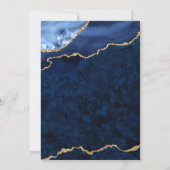 Modern Gold Navy Blue Marble Agate Wedding Kaart (Achterkant)