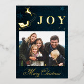 Modern Gold Navy Blue Sky Folie Feestdagenkaart (Voorkant)