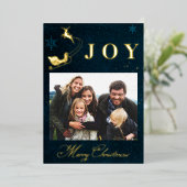 Modern Gold Navy Blue Sky Folie Feestdagenkaart (Staand Voorkant)