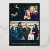 Modern Gold Navy Blue Sky Folie Feestdagenkaart (Achterkant)