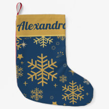 Modern Gold Navy Merry Winter Snowflake