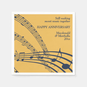 Modern Gold Navy SWEET MUSIC Happy Jubileum Servet