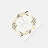 Modern Gold Olive Leaf Wreath Garden Wedding Servetten (Hoek)