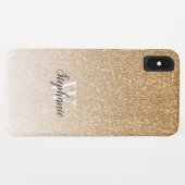 Modern Gold Ombre Faux Glitter Monogram Case-Mate iPhone Case (Achterkant (horizontaal))
