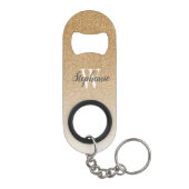 Modern Gold Ombre Faux Glitter Monogram Mini Flessenopener (Achterkant)