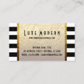 Modern Gold op Black White Stripe Luxury Boutique Visitekaartje (Achterkant)