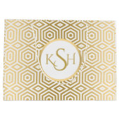 Modern Gold op wit veelhoekpatroon Groot Cadeauzakje (Achterkant)