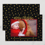 Modern Gold op zwarte kerst Aangepaste foto Feestdagenkaart (Voorkant / Achterkant)