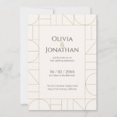 Modern Gold Ornaments Cream Wedding Kaart (Voorkant)