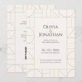 Modern Gold Ornaments Cream Wedding Kaart (Voorkant / Achterkant)