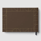 Modern Gold Ornaments Dark Brown Wedding Gastenboek (Achterkant)