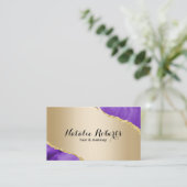 Modern Gold Paars Agate Makeup Artist Hair Salon Visitekaartje (Staand voorkant)