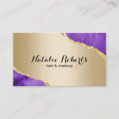 Modern Gold Paars Agate Makeup Artist Hair Salon Visitekaartje (Voorkant)