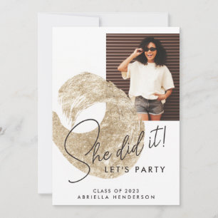 Modern Gold Paint Photo Afstuderen Kaart