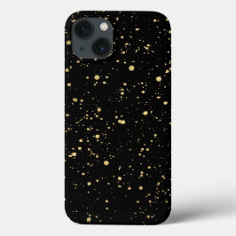 Modern Gold Paint Splatter Pattern op Black Case-Mate iPhone Case