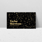 Modern Gold Paint Splatter Pattern op Black Visitekaartje