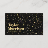 Modern Gold Paint Splatter Pattern op Black Visitekaartje (Voorkant)