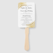 Modern Gold Palm Beach Wedding Program Fan