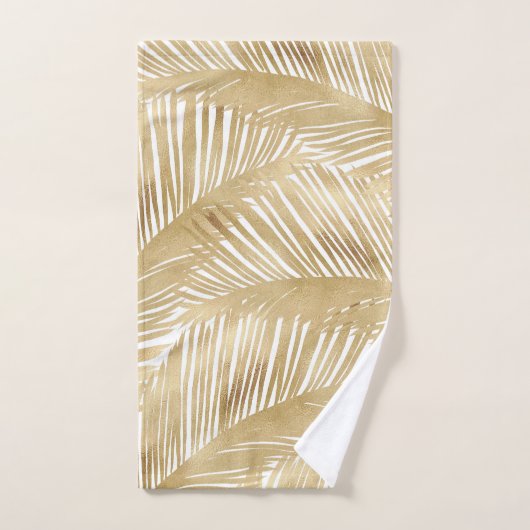 Modern Gold Palm Leaf Tropical Pattern Bad Handdoek (Handdoek)