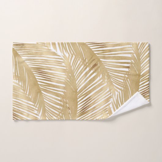 Modern Gold Palm Leaf Tropical Pattern Bad Handdoek (Handdoek)