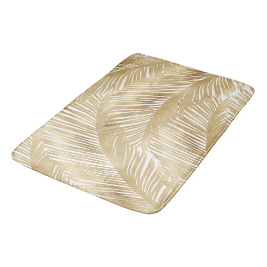 Modern Gold Palm Leaf Tropical Pattern Badmat (Gekanteld)