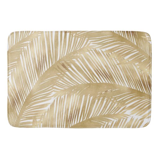 Modern Gold Palm Leaf Tropical Pattern Badmat (Voorkant)