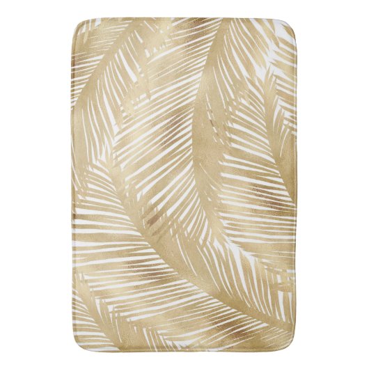 Modern Gold Palm Leaf Tropical Pattern Badmat (Voorkant Verticaal)