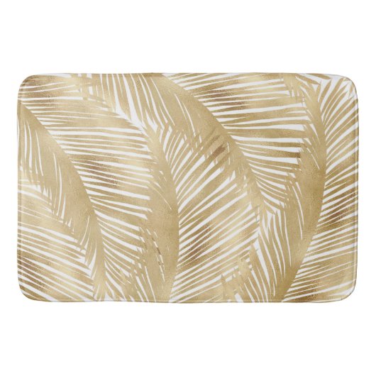Modern Gold Palm Leaf Tropical Pattern Badmat (Voorkant)
