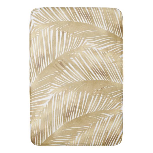 Modern Gold Palm Leaf Tropical Pattern Badmat (Voorkant Verticaal)