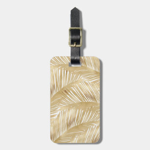 Modern Gold Palm Leaf Tropical Pattern Bagagelabel