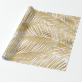 Modern Gold Palm Leaf Tropical Pattern Cadeaupapier (Uitgerold)