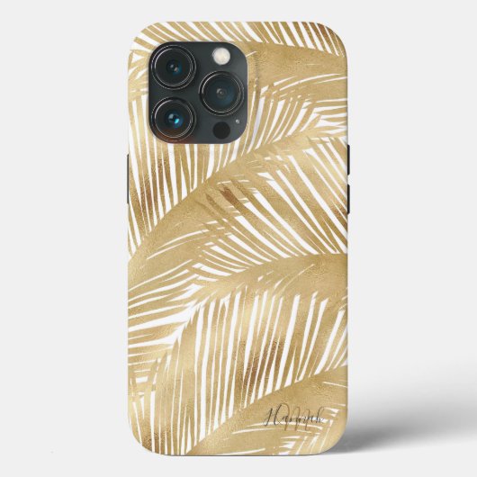Modern Gold Palm Leaf Tropical Pattern Case-Mate iPhone Case (Achterkant)