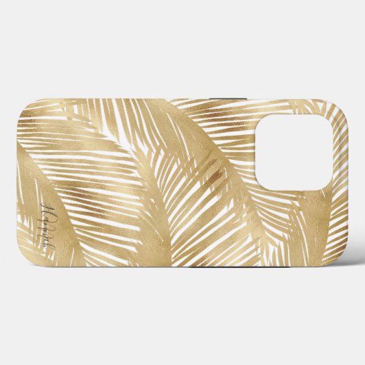 Modern Gold Palm Leaf Tropical Pattern Case-Mate iPhone Case (Achterkant (horizontaal))
